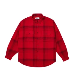 BRUSHED FLANNEL DROP SHOULDER SHIRT RED