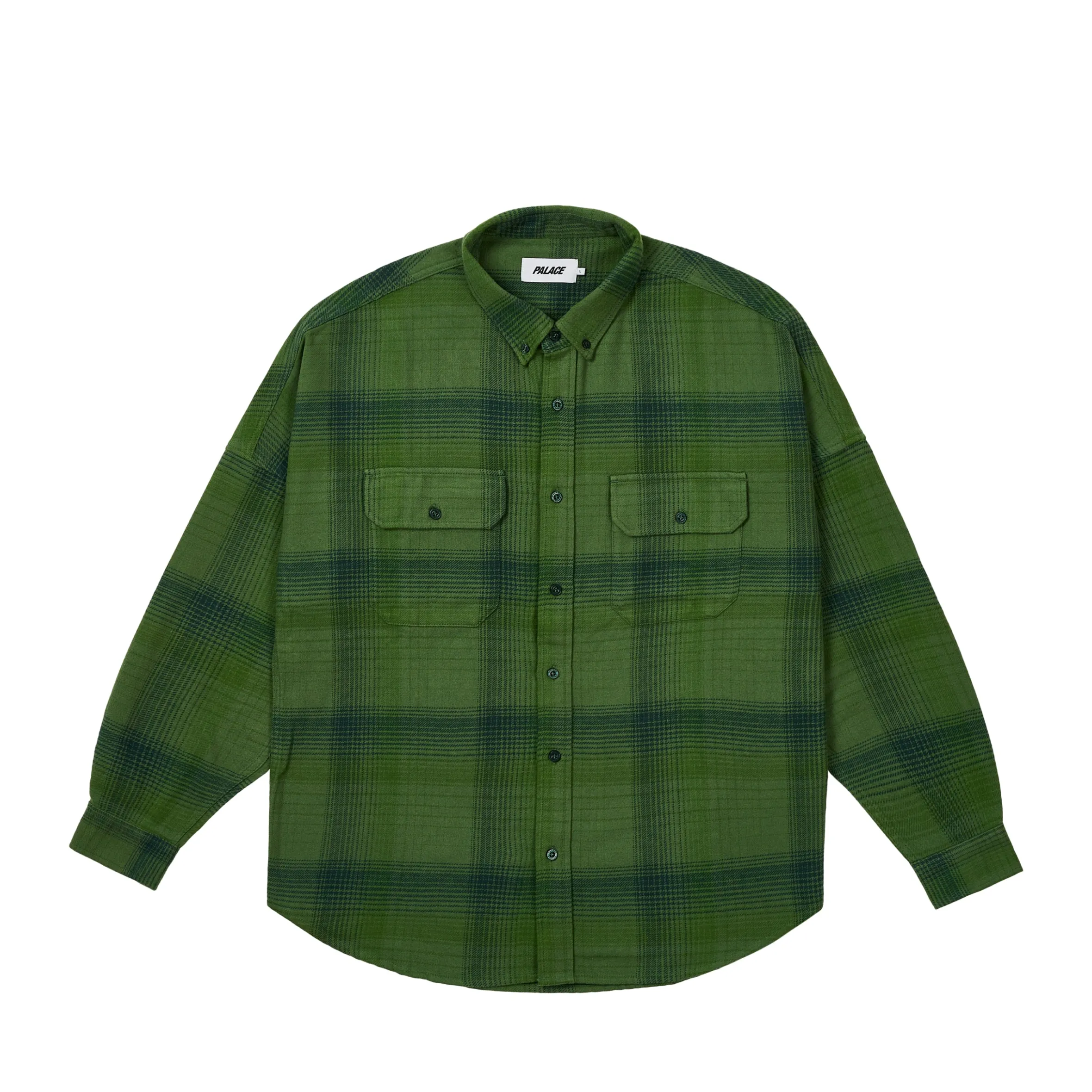 BRUSHED FLANNEL DROP SHOULDER SHIRT GREEN