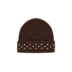 EMOTIONAL STUDDED BEANIE BROWN