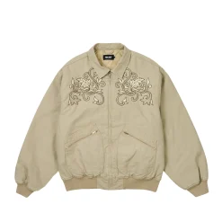 FLORAL CANVAS BOMBER JACKET STONEY GREY