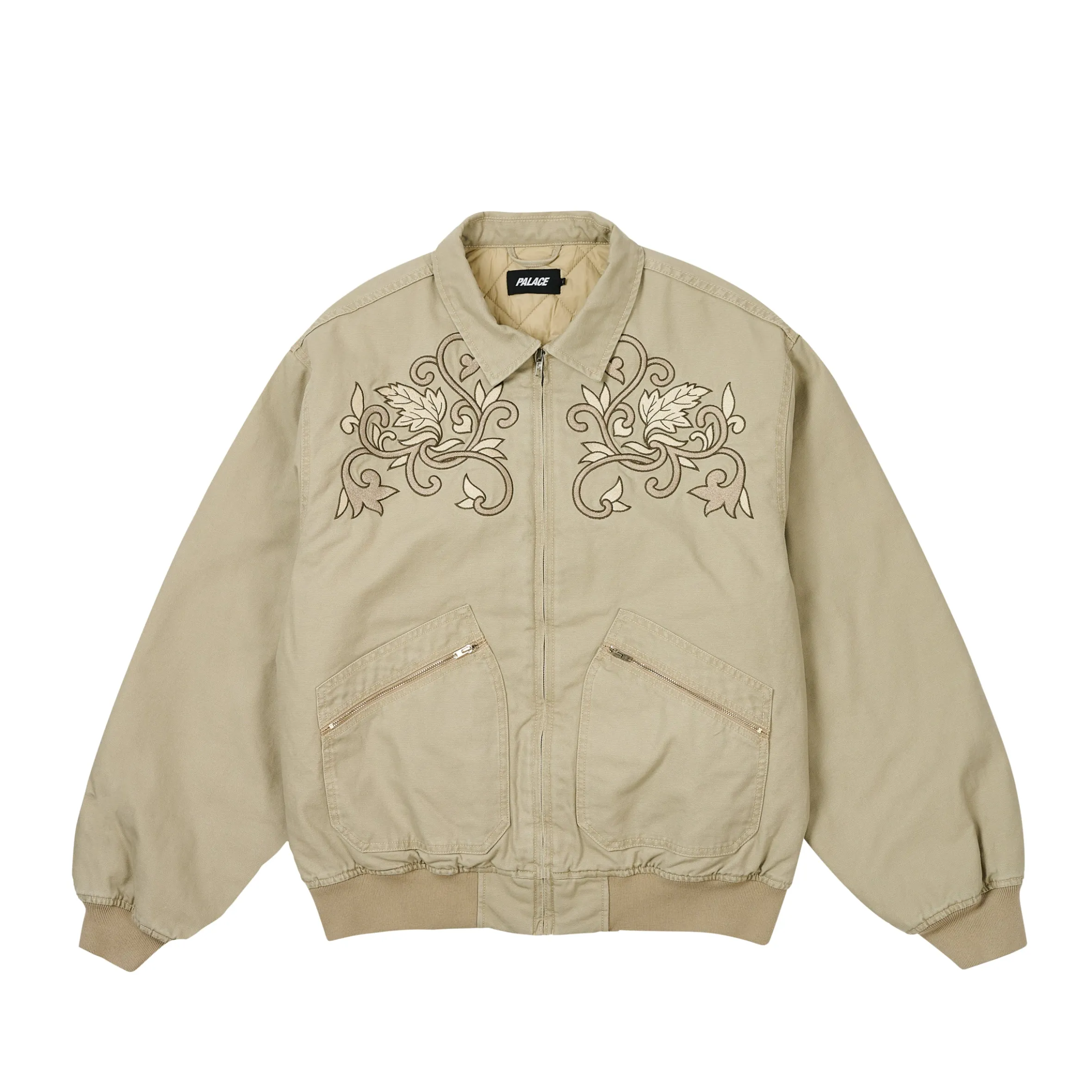 FLORAL CANVAS BOMBER JACKET STONEY GREY