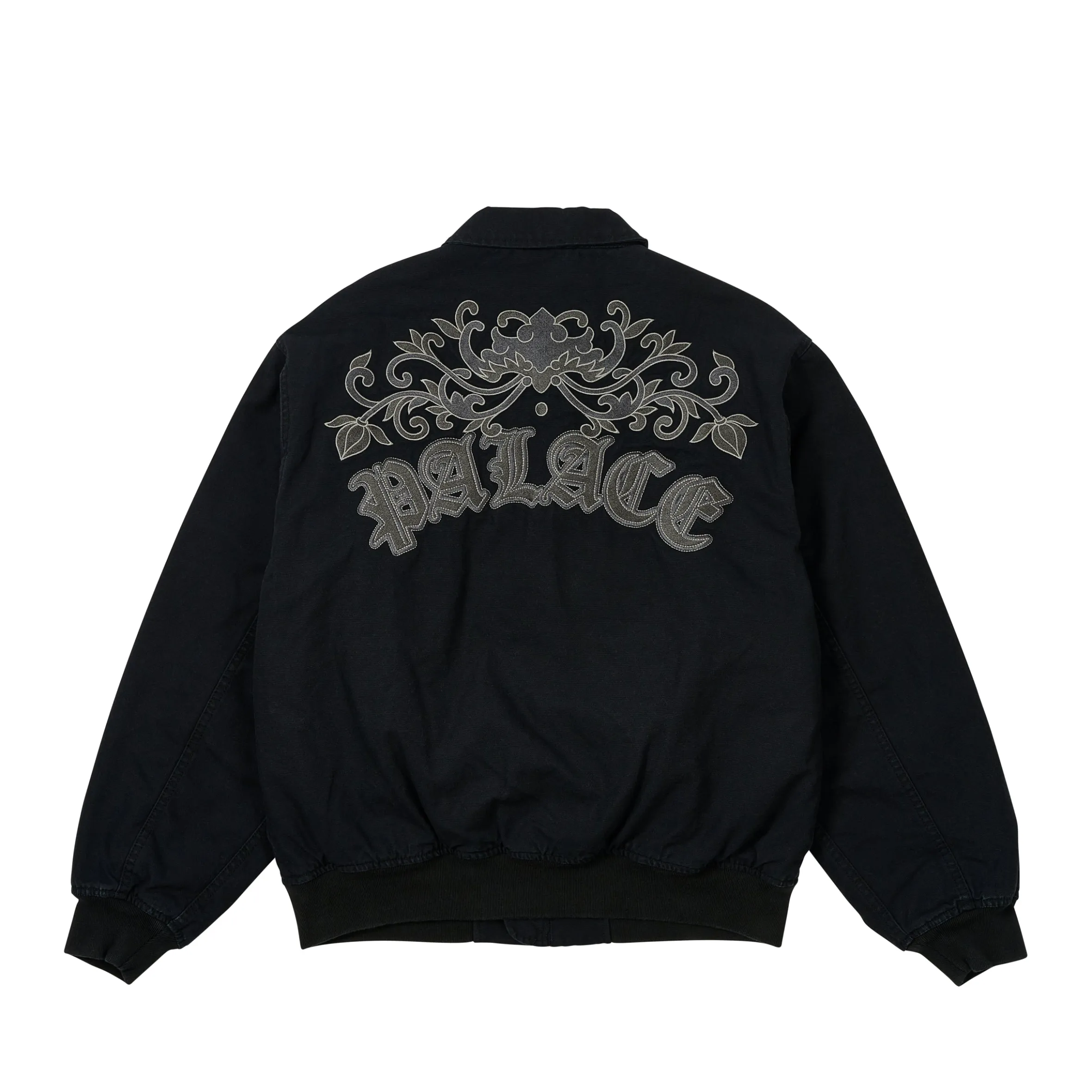 FLORAL CANVAS BOMBER JACKET BLACK